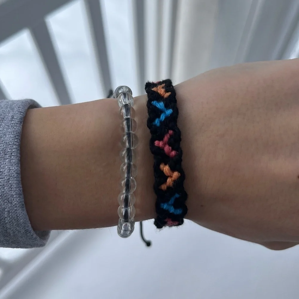 Tie on handmade heart bracelet